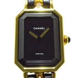 100% Authentic CHANEL Premiere Gold Black Women's Wrist Watch